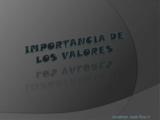 Importancia de Los Valores  Jonathan José Roa V. 