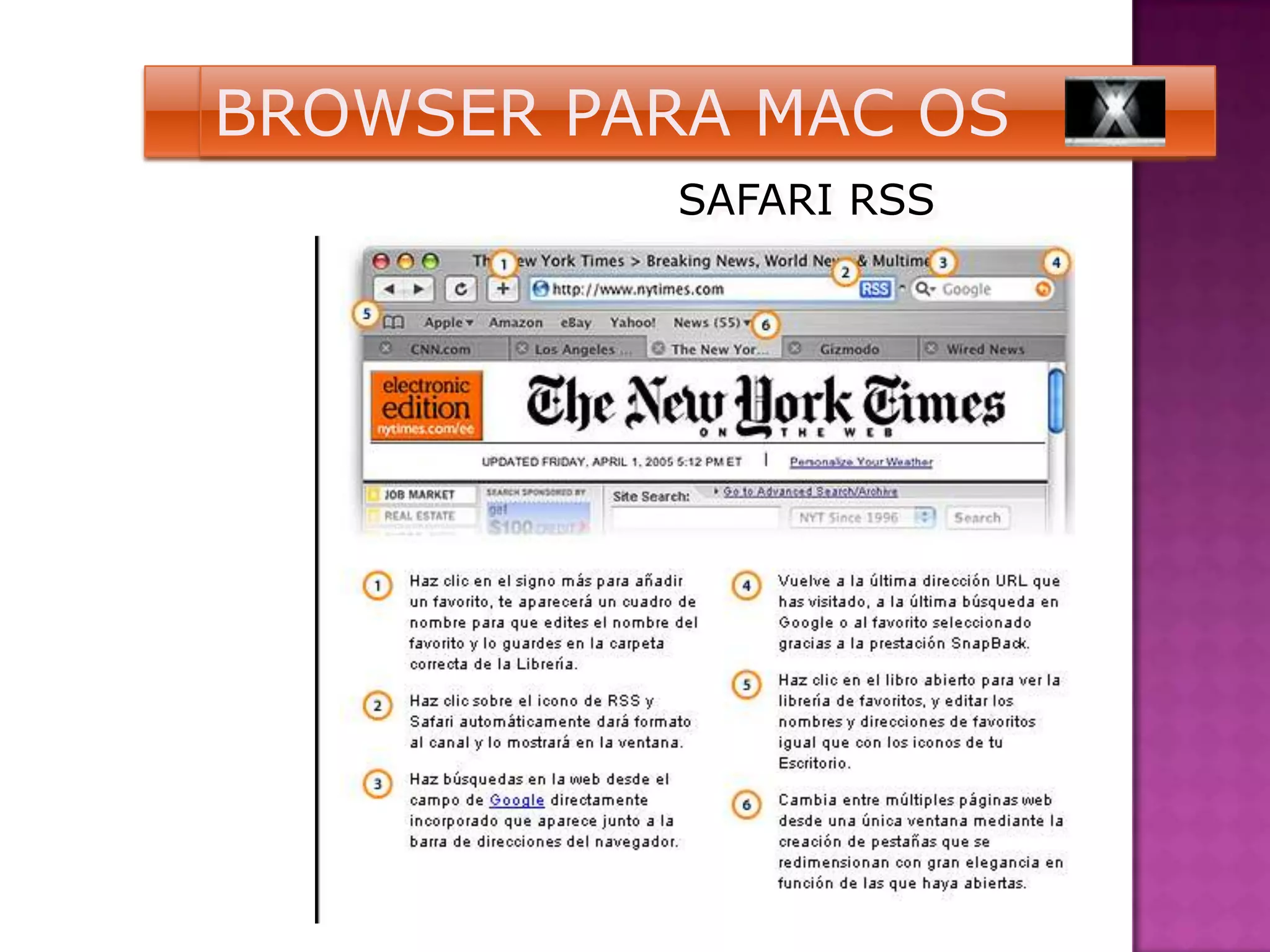 BROWSER PARA MAC OS
           SAFARI RSS
 