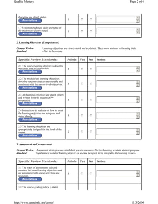QM rubric per standard, instrument | PDF