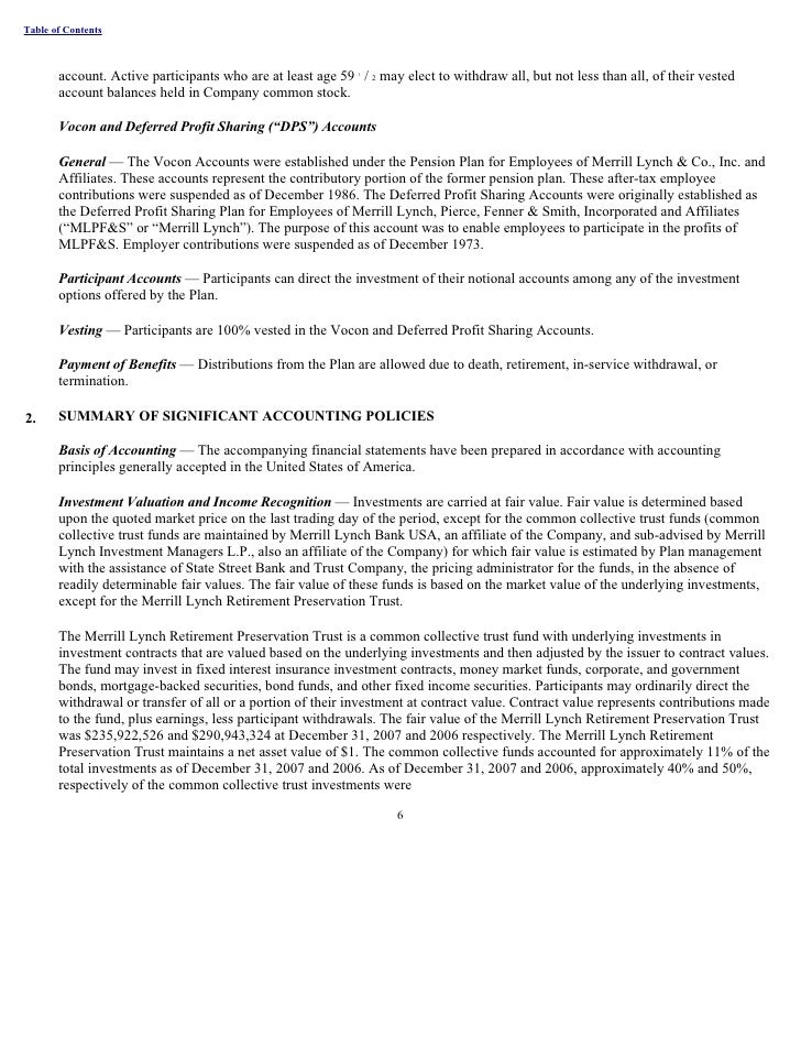 Merrill lynch stock options