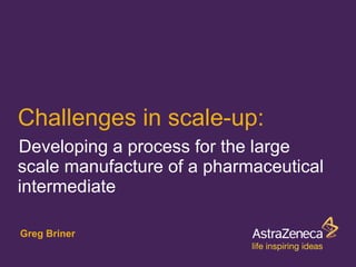 Challenges in scale-up: Developing a process for the large scale manufacture of a pharmaceutical intermediate Greg Briner 