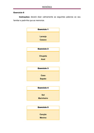Exercícios de estimulação - Alzheimer