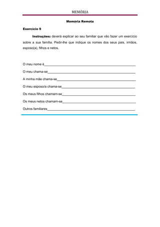 Exercícios de estimulação - Alzheimer