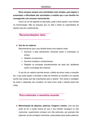 Exercícios de estimulação - Alzheimer