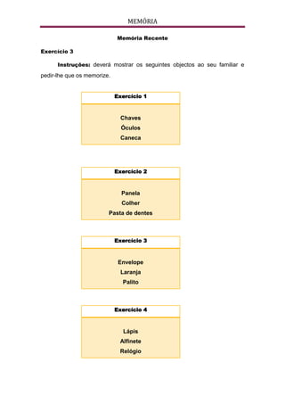 Exercícios de estimulação - Alzheimer