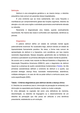 Delírio no paciente Idoso