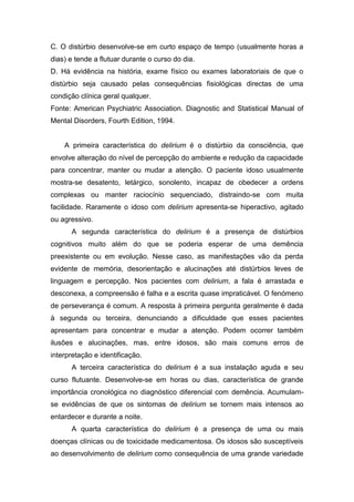 Delírio no paciente Idoso