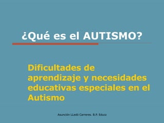 ¿Qué es el AUTISMO? Dificultades de aprendizaje y necesidades educativas especiales en el Autismo 