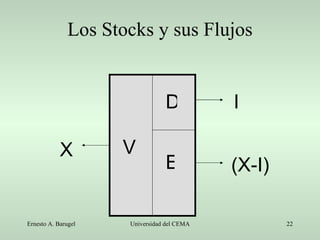 Los Stocks y sus Flujos V D E I (X-I) X 