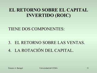 EL RETORNO SOBRE EL CAPITAL INVERTIDO (ROIC) TIENE DOS COMPONENTES: EL RETORNO SOBRE LAS VENTAS. LA ROTACIÓN DEL CAPITAL. 