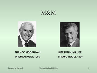M&M FRANCO MODIGLIANI PREMIO NOBEL 1985 MERTON H. MILLER  PREMIO NOBEL 1990 