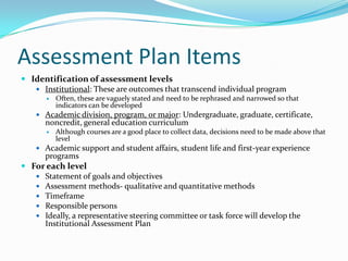 Assessment Planning