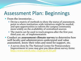 Assessment Planning