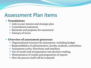 Assessment Planning