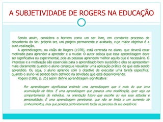 A SUBJETIVIDADE DE ROGERS NA EDUCAÇÃO 