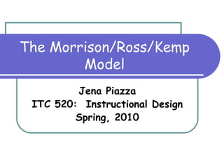 The Morrison/Ross/Kemp Model Jena Piazza ITC 520:  Instructional Design Spring, 2010 