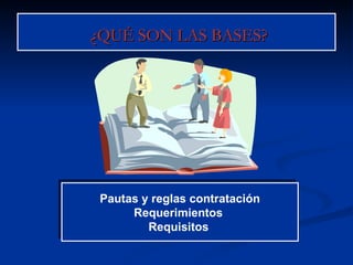¿QUÉ SON LAS BASES? Pautas y reglas contratación Requerimientos  Requisitos   