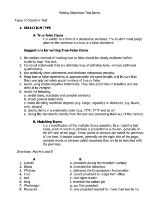 Writing objective Test Items | PDF