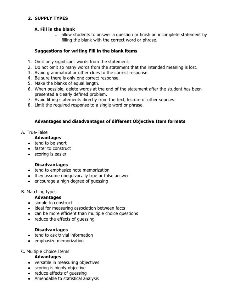 Writing objective Test Items