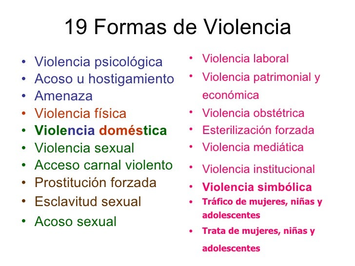 LAS FORMAS DE VIOLENCIA Y LA DENUNCIA SEGUN LA LEY