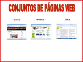 BLOGS   PORTAIS     WIKIS CONJUNTOS DE PÁGINAS WEB 