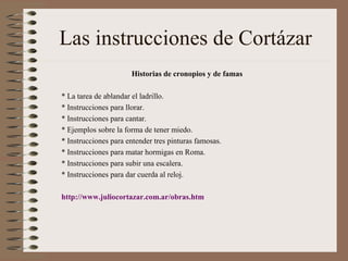 En un jarabe contra la tos para niños: NO CONDUZCA AUTOMÓVILES NI MANEJE MAQUINARIA PESADA DESPUÉS DE USAR ESTE MEDICAMENTO. En un cuchillo de cocina coreano: IMPORTANTE: MANTENER FUERA DEL ALCANCE DE LOS NIÑOS Y LAS MASCOTAS. En una tira de luces de Navidad fabricadas en China: SÓLO PARA USAR EN EL INTERIOR O EN EL EXTERIOR En un paquete de frutas secas de American Airlines: INSTRUCCIONES: ABRIR EL PAQUETE, COMER LAS FRUTAS SECAS. En una sierra eléctrica sueca: NO INTENTE DETENER LA SIERRA CON LAS MANOS O LAS PIERNAS.  En la caja de un televisor Wauta TV340: ANTES DE MIRAR UN PROGRAMA ENCIENDA EL TELEVISOR. 