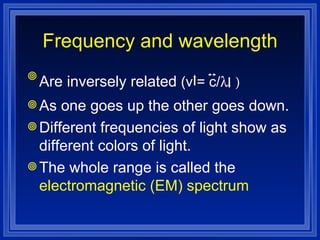 Prism White light is made up of all the colors of the visible spectrum. Passing it through a prism separates it into colors. 