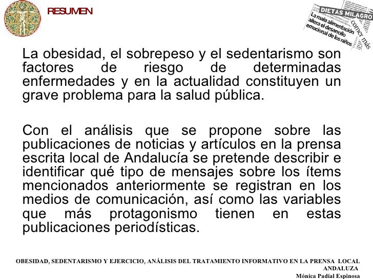Un articulo de divulgacion cientifica sobre la obesidad Un articulo de divulgacion cientifica sobre la obesidad