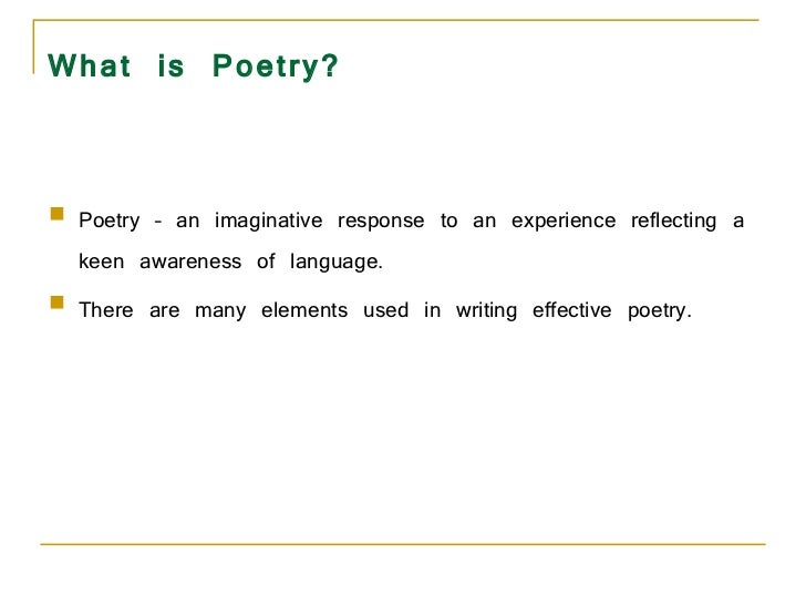 What are the elements of a poem?