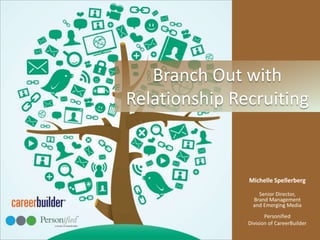 Branch Out withRelationship Recruiting Michelle SpellerbergSenior Director, Brand Management and Emerging MediaPersonified Division of CareerBuilder 