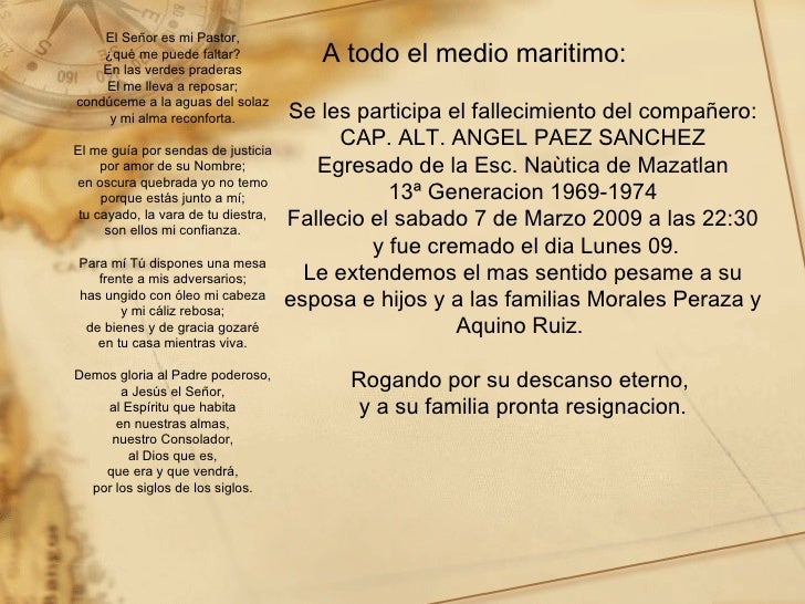 CONDOLENCIAS CAP. PAEZ