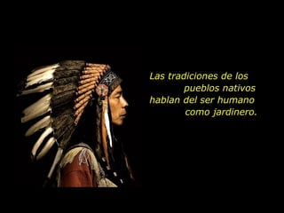 Las tradiciones de los  pueblos nativos hablan del ser humano  como jardinero.  