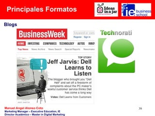 Principales Formatos Manuel Angel Alonso Coto Marketing Manager – Executive Education, IE  Director Académico – Master in Digital Marketing Blogs 