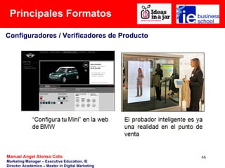 Principales Formatos Manuel Angel Alonso Coto Marketing Manager – Executive Education, IE  Director Académico – Master in Digital Marketing Configuradores / Verificadores de Producto 
