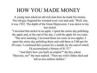 HOW YOU MADE MONEY ,[object Object]