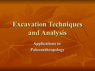 Excavation Techniques and Analysis Applications to  Paleoanthropology 