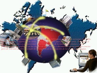   CONCLUSIÓN   La tecnología ya ha transformado el modo en que las bibliotecas prestan sus servicios, haciendo posible también la aparición de otros, inimagiinables sólo unos pocos años atrás. Por tanto, el objetivo de este libro es proporcionar a los responsables de la toma de decisiones y a los profesioonales que trabajan en los centros de información y documentación un resumen conciso pero de relevancia sobre el estado de la cuestión en la utilización de las nuevas tecnologías. 