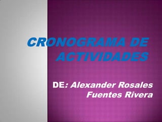 Cronograma de actividades DE: Alexander Rosales Fuentes Rivera 