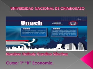 UNIVERSIDAD NACIONAL DE CHIMBORAZO . Nombre: Nathaly Carolina Sánchez Curso: 1º “B” Economía. 