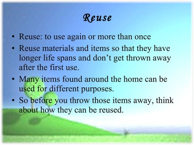 Reduce, Reuse and Recycle (3R) | PPT