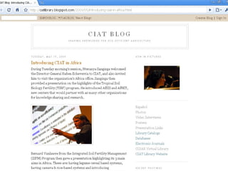 Accessibility and Availability of CIAT Research Results: Progress Update