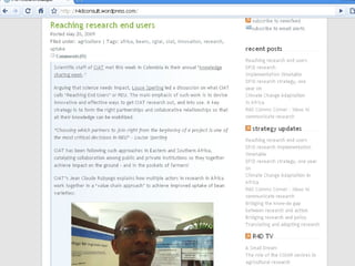 Accessibility and Availability of CIAT Research Results: Progress Update