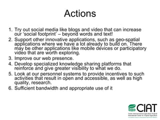 Accessibility and Availability of CIAT Research Results: Progress Update