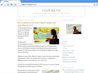 Accessibility and Availability of CIAT Research Results: Progress Update