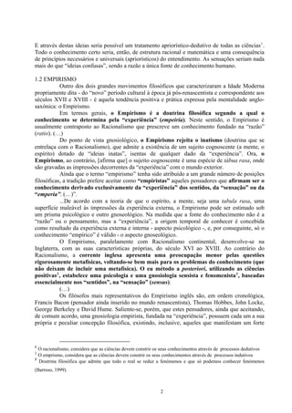 O empirismo e o racionalismo (Doc. 2)