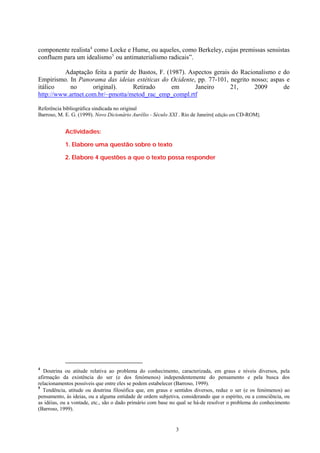 O empirismo e o racionalismo (Doc. 2)