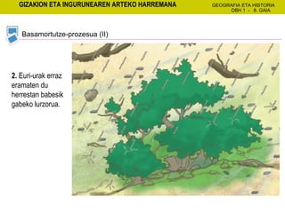 Basamortutze-prozesua (II) 2.  Euri-urak erraz eramaten du herrestan babesik gabeko lurzorua. 