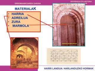 HARRIA ADREILUA ZURA MARMOLA HARRI LANDUA: HARLANDUZKO HORMAK MATERIALA K 