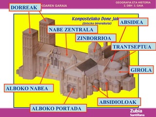 ALBOKO PORTADA ABSIDIOLOAK ALBOKO NABEA GIROLA NABE ZENTRALA DORREAK ZINBORRIOA ABSIDEA TRANTSEPTUA 