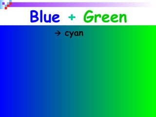 Blue  +  Green      cyan 